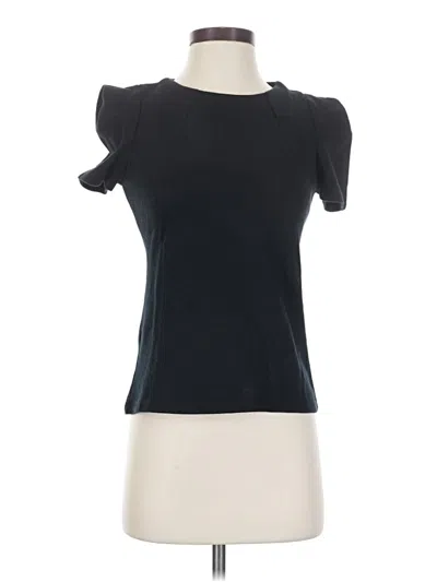 Pre-owned Zara Basic Short Sleeve Top Black Keyhole Neckline Tops