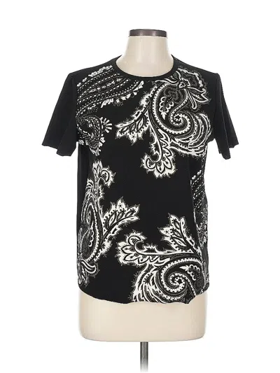 Pre-owned Zara Basic Short Sleeve Top Black Mock Neckline Tops