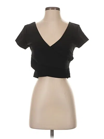Pre-owned Zara Basic Short Sleeve Top Black Sweetheart Neckline Tops