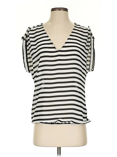 Pre-owned Zara Basic Short Sleeve Top Black Sweetheart Neckline Tops