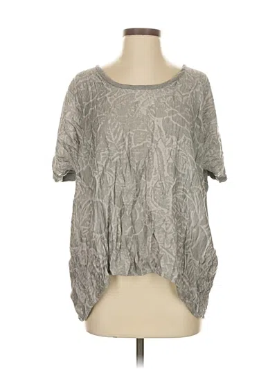 Pre-owned Zara Basic Short Sleeve Top Gray Scoop Neck Tops