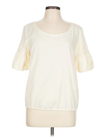 Pre-owned Zara Basic Short Sleeve Top Ivory Boatneck Tops In White