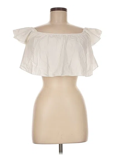 Pre-owned Zara Basic Short Sleeve Top Ivory Strapless Neckline Tops