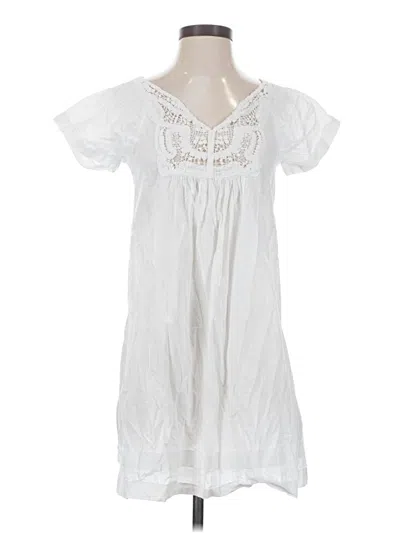 Pre-owned Zara Basic Short Sleeve Top White Open Neckline Tops