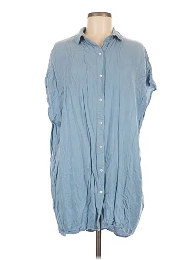 Pre-owned Zara Basic Short Sleeve T-shirt In Blue