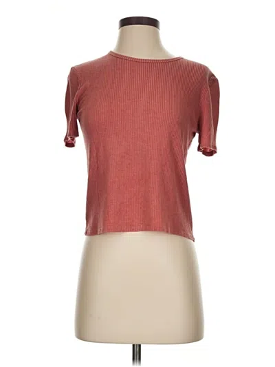 Pre-owned Zara Basic Short Sleeve Turtleneck In Burgundy