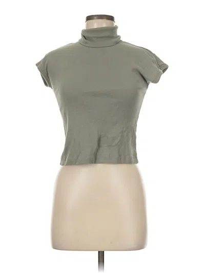 Pre-owned Zara Basic Short Sleeve Turtleneck In Green