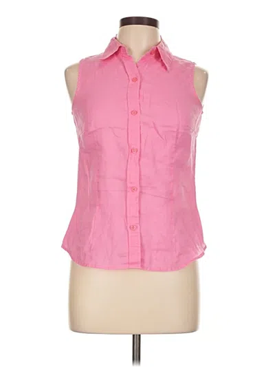 Pre-owned Zara Basic Sleeveless Button Down Shirt In Pink