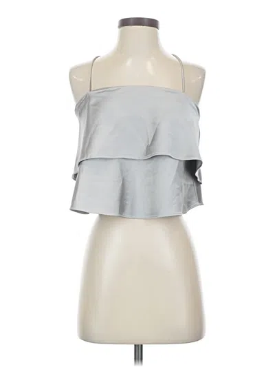 Pre-owned Zara Basic Sleeveless Top Silver Ruffles Neckline Tops