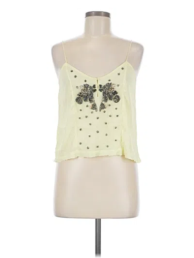 Pre-owned Zara Basic Tank Top Yellow Halter Neckline Tops