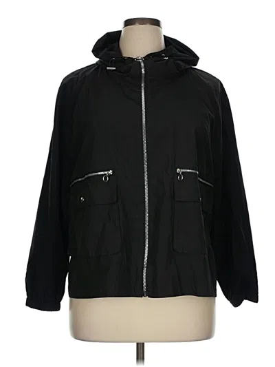 Pre-owned Zara Basic Windbreaker Jacket In Black