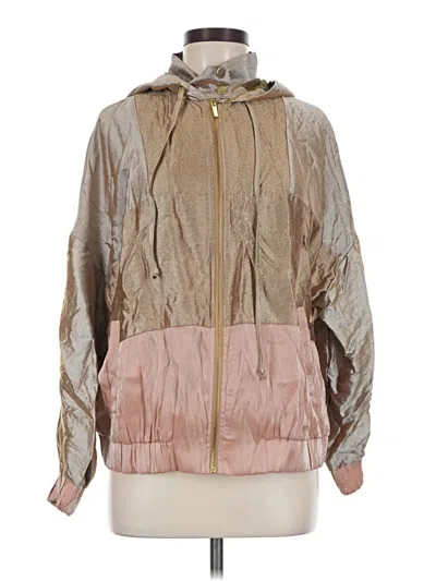 Pre-owned Zara Basic Windbreaker Jacket In Gold