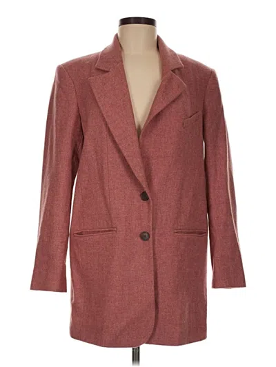 Pre-owned Zara Basic Wool Coat In Burgundy
