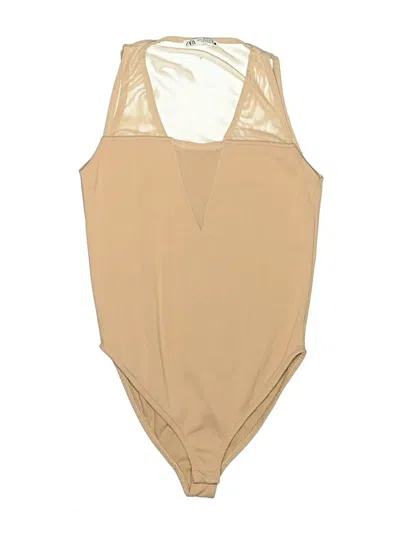 Pre-owned Zara Bodysuit In Tan