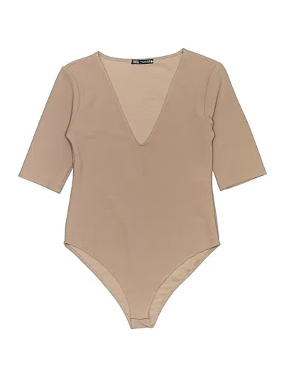 Pre-owned Zara Bodysuit In Tan