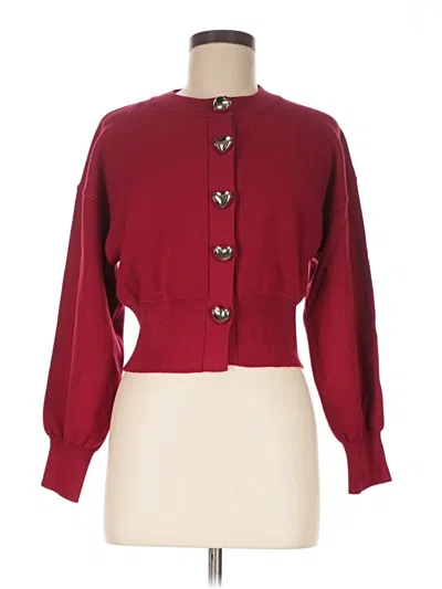 Pre-owned Zara Cardigan Sweater In Burgundy