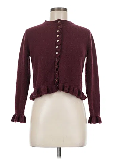 Pre-owned Zara Cardigan Sweater In Burgundy