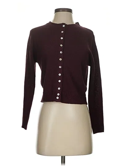 Pre-owned Zara Cardigan Sweater In Burgundy