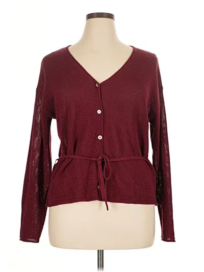 Zara Cardigan Sweater In Burgundy