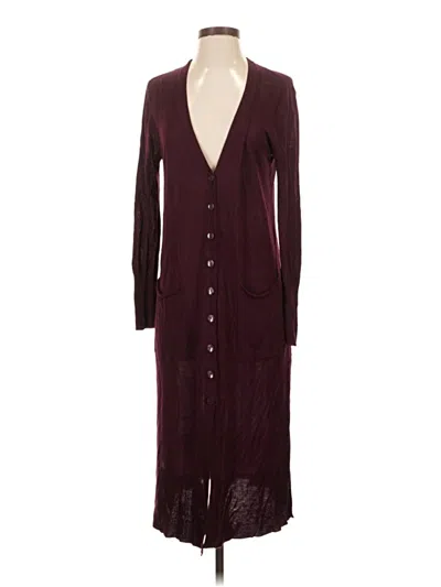 Pre-owned Zara Cardigan Sweater In Burgundy