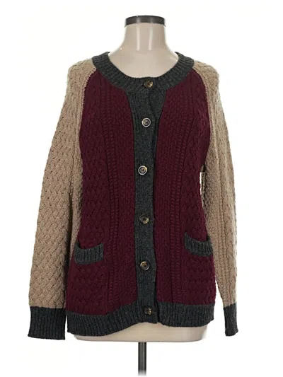Pre-owned Zara Cardigan Sweater In Burgundy
