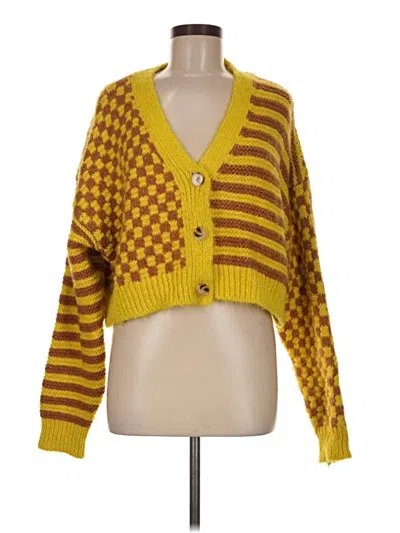 Pre-owned Zara Cardigan Sweater In Yellow