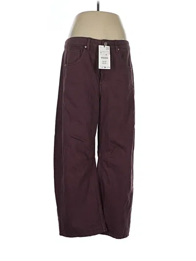 Zara Casual Pants In Burgundy