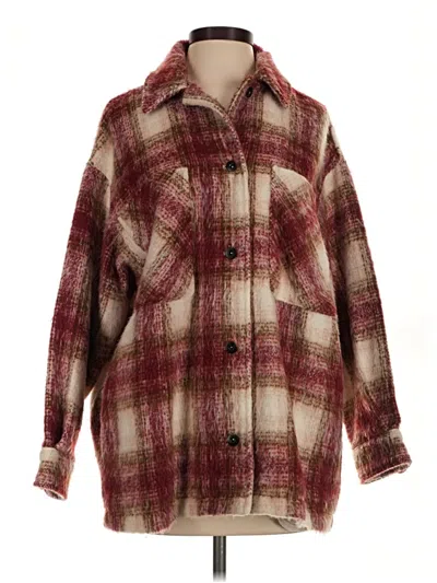 Pre-owned Zara Coat In Burgundy