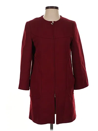 Pre-owned Zara Coat In Burgundy