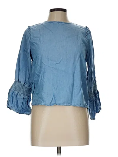 Pre-owned Zara Collection 3/4 Sleeve Blouse In Blue