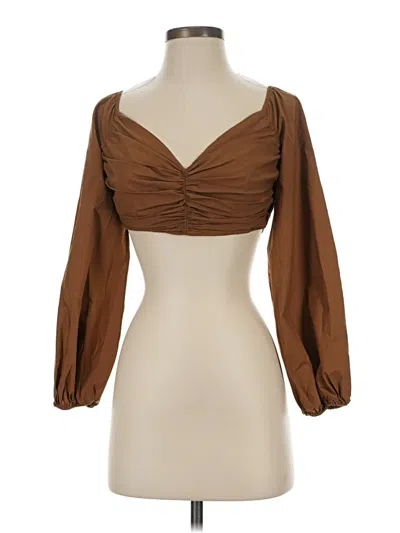 Pre-owned Zara Collection 3/4 Sleeve Blouse In Brown
