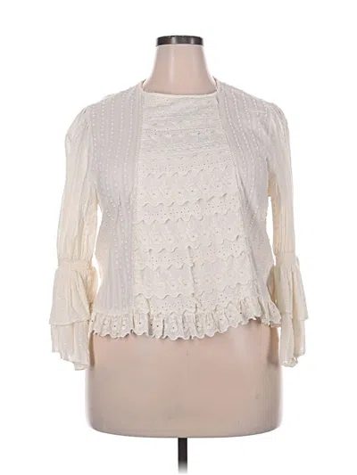 Pre-owned Zara Collection 3/4 Sleeve Blouse In White