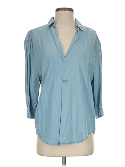 Pre-owned Zara Collection 3/4 Sleeve Button Down Shirt In Blue