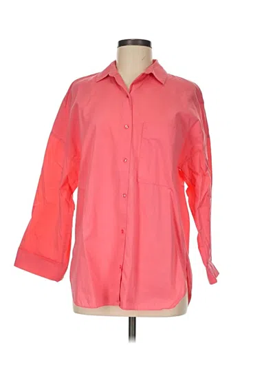 Pre-owned Zara Collection 3/4 Sleeve Button Down Shirt In Pink