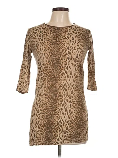 Pre-owned Zara Collection 3/4 Sleeve T-shirt In Brown