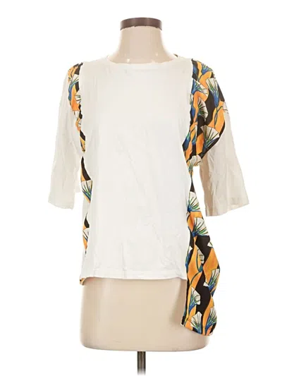 Pre-owned Zara Collection 3/4 Sleeve T-shirt In Ivory