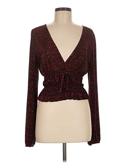 Pre-owned Zara Collection Long Sleeve Blouse In Burgundy