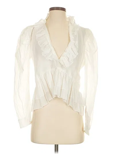 Pre-owned Zara Collection Long Sleeve Blouse In White