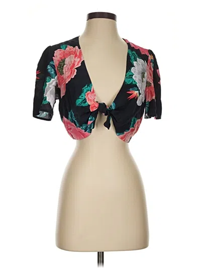 Pre-owned Zara Collection Short Sleeve Blouse In Black