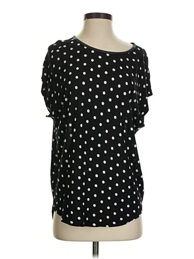 Pre-owned Zara Collection Short Sleeve Top Black Polka Dots Pattern Square Neckline Tops