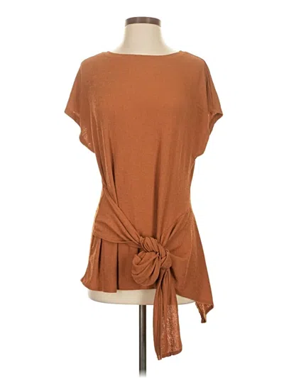 Pre-owned Zara Collection Short Sleeve Top Brown Cowl Neck Tops