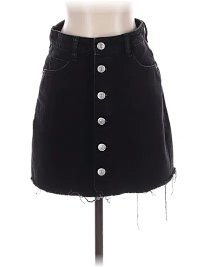 Pre-owned Zara Denim Skirt In Black