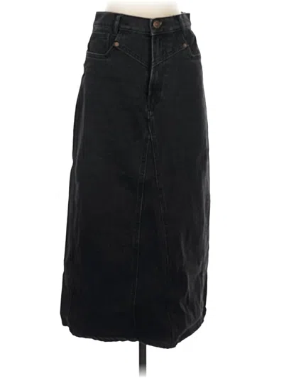 Pre-owned Zara Denim Skirt In Black