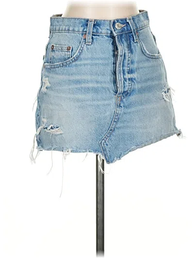 Pre-owned Zara Denim Skirt In Blue