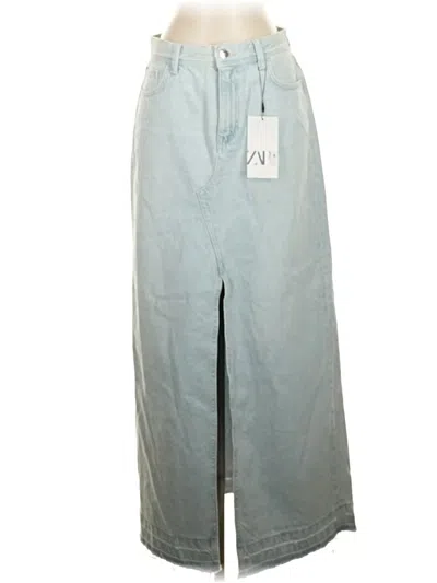 Pre-owned Zara Denim Skirt In Blue