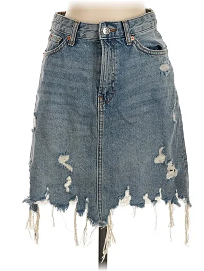 Pre-owned Zara Denim Skirt In Blue