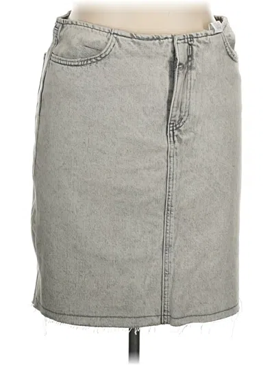 Zara Denim Skirt In Gray