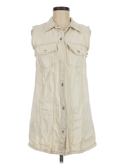 Pre-owned Zara Denim Vest In Ivory