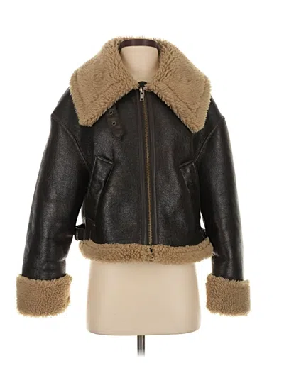 Pre-owned Zara Faux Fur Jacket In Brown