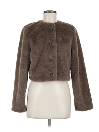 Pre-owned Zara Faux Fur Jacket In Brown